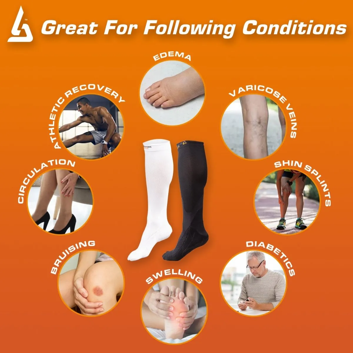 Graduated Compression Socks BLK/GRY