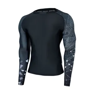Graphic UPF50  Long Sleeve Rash Guard for Men - Line Alligator Style