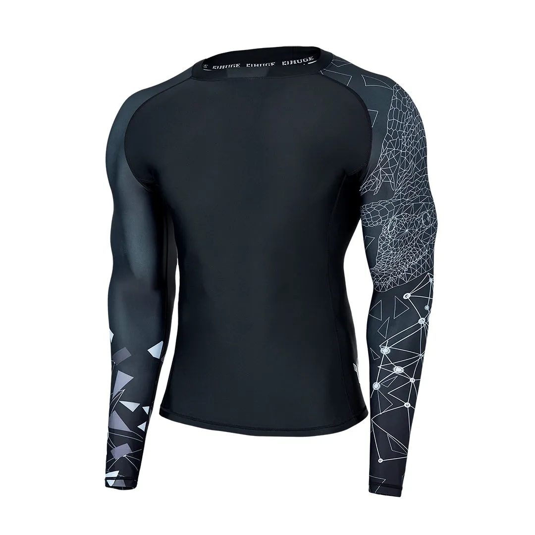 Graphic UPF50  Long Sleeve Rash Guard for Men - Line Alligator Style