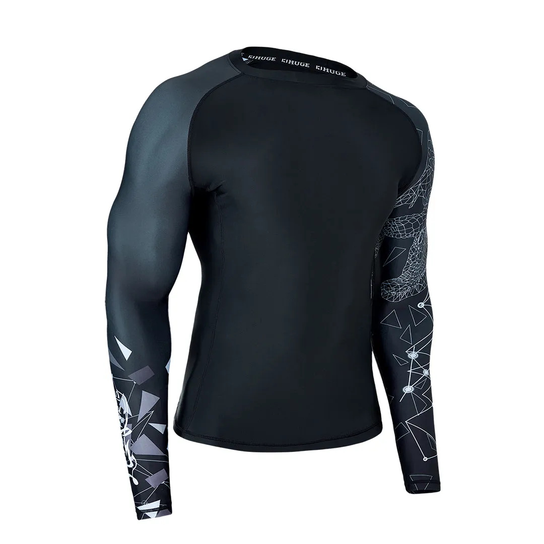 Graphic UPF50  Long Sleeve Rash Guard for Men - Line Alligator Style