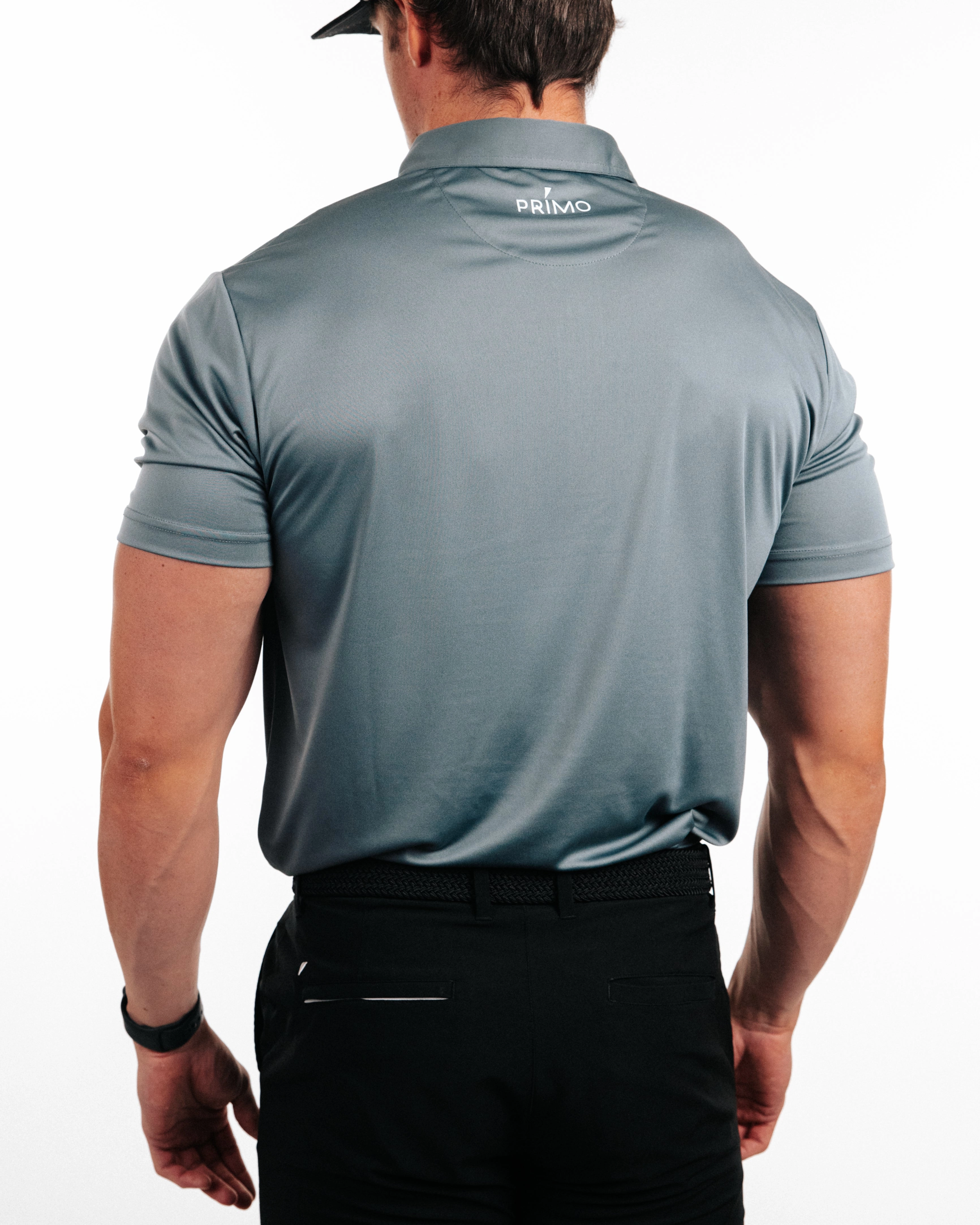 Gray Classic Polo Elasticated Hem Full Coverage Fit