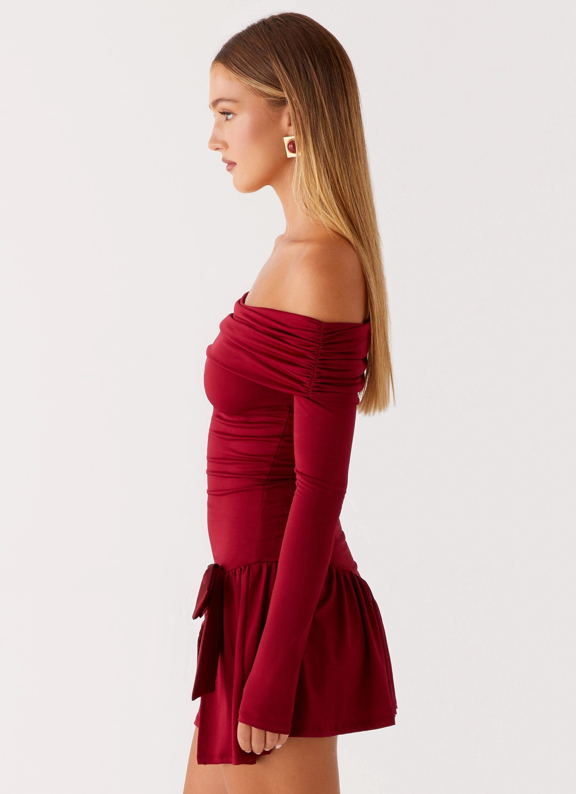 Trendy Comfort Soft Volume Grazia Mini Dress - Red