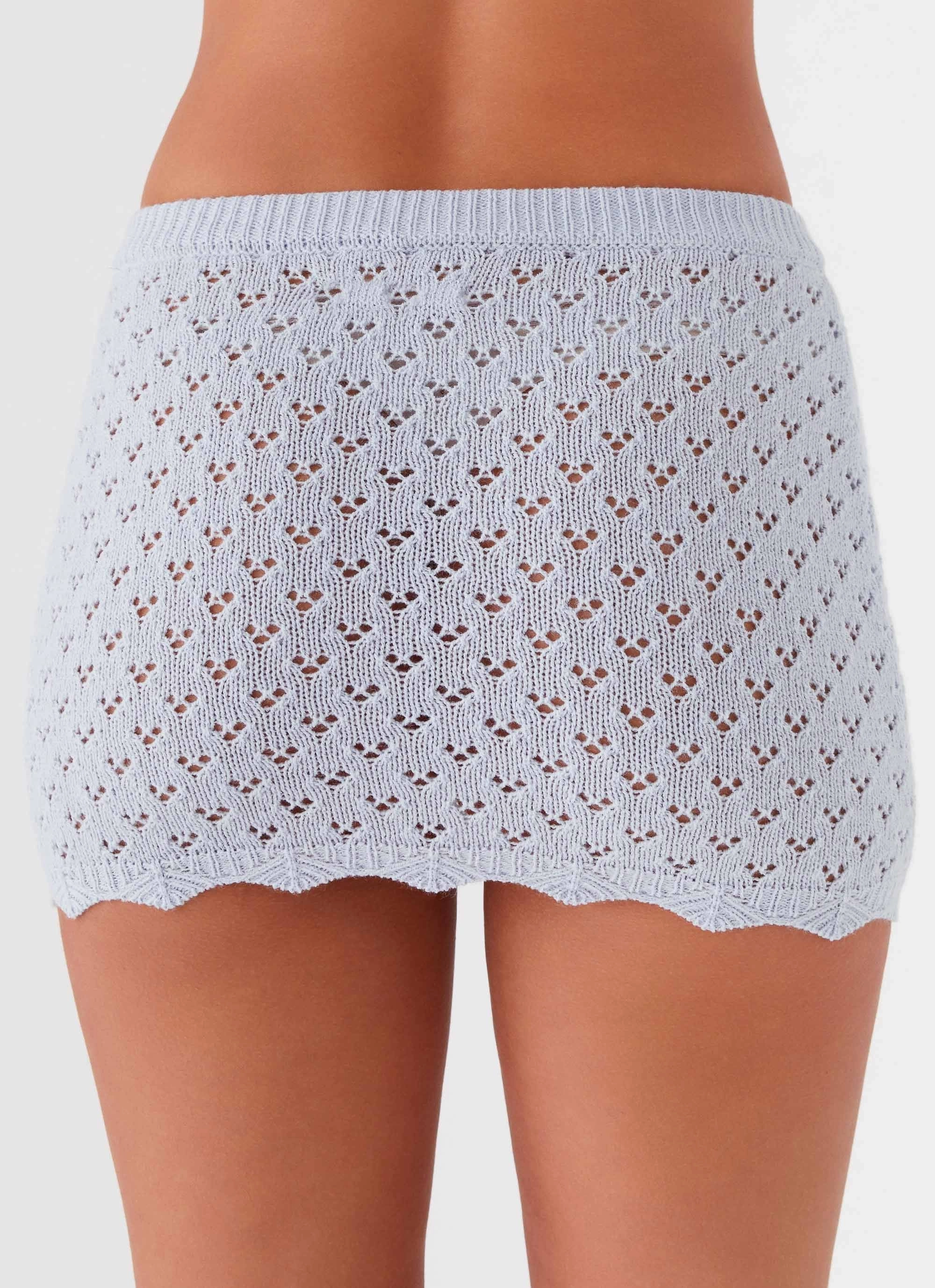 Blue Bird Knit Mini Skirt - Blue Dusk Adjustable loop