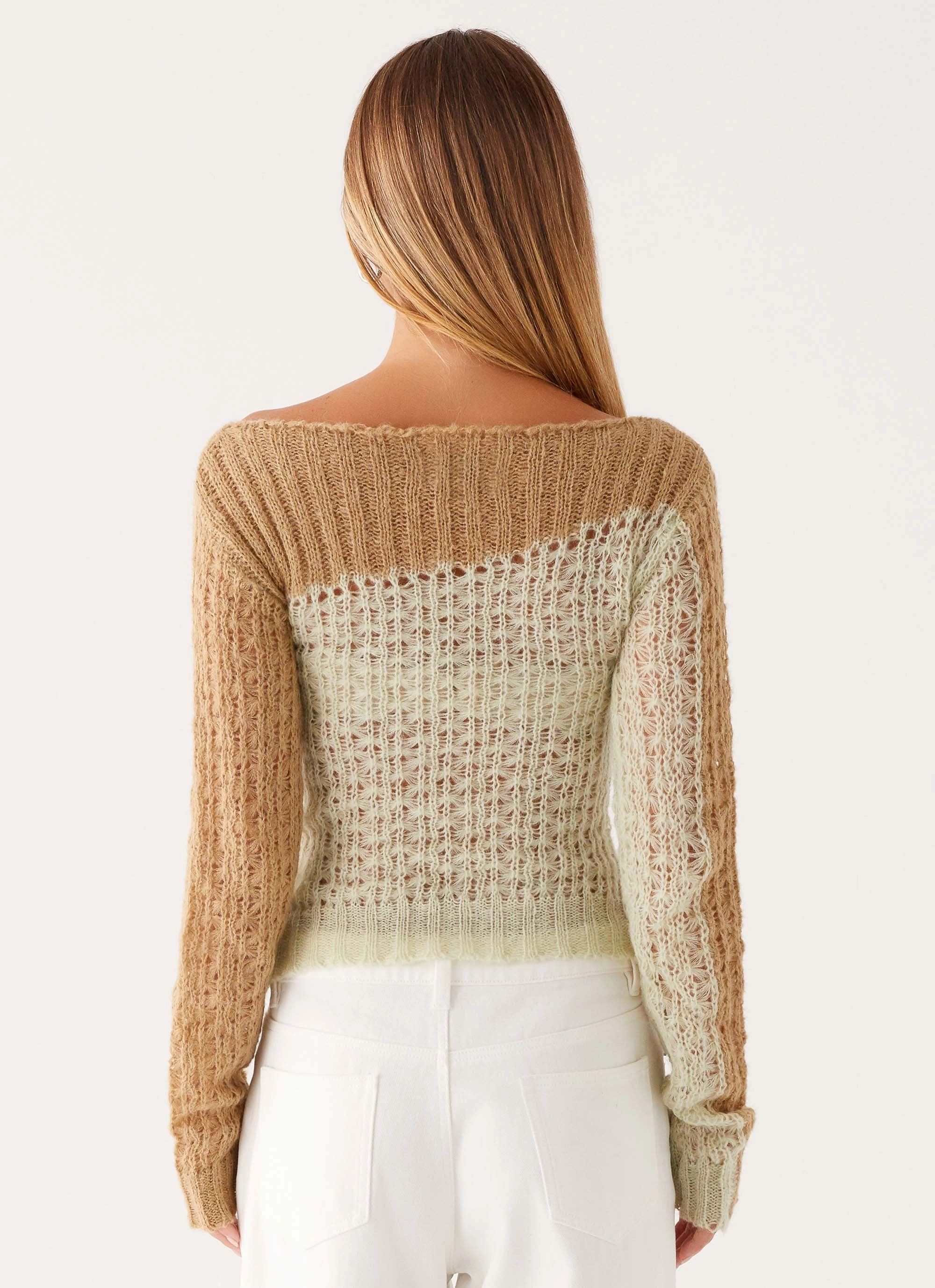 Gretchen Knit Top - Mint Spliced Anti Pill Finish StretchTechnology