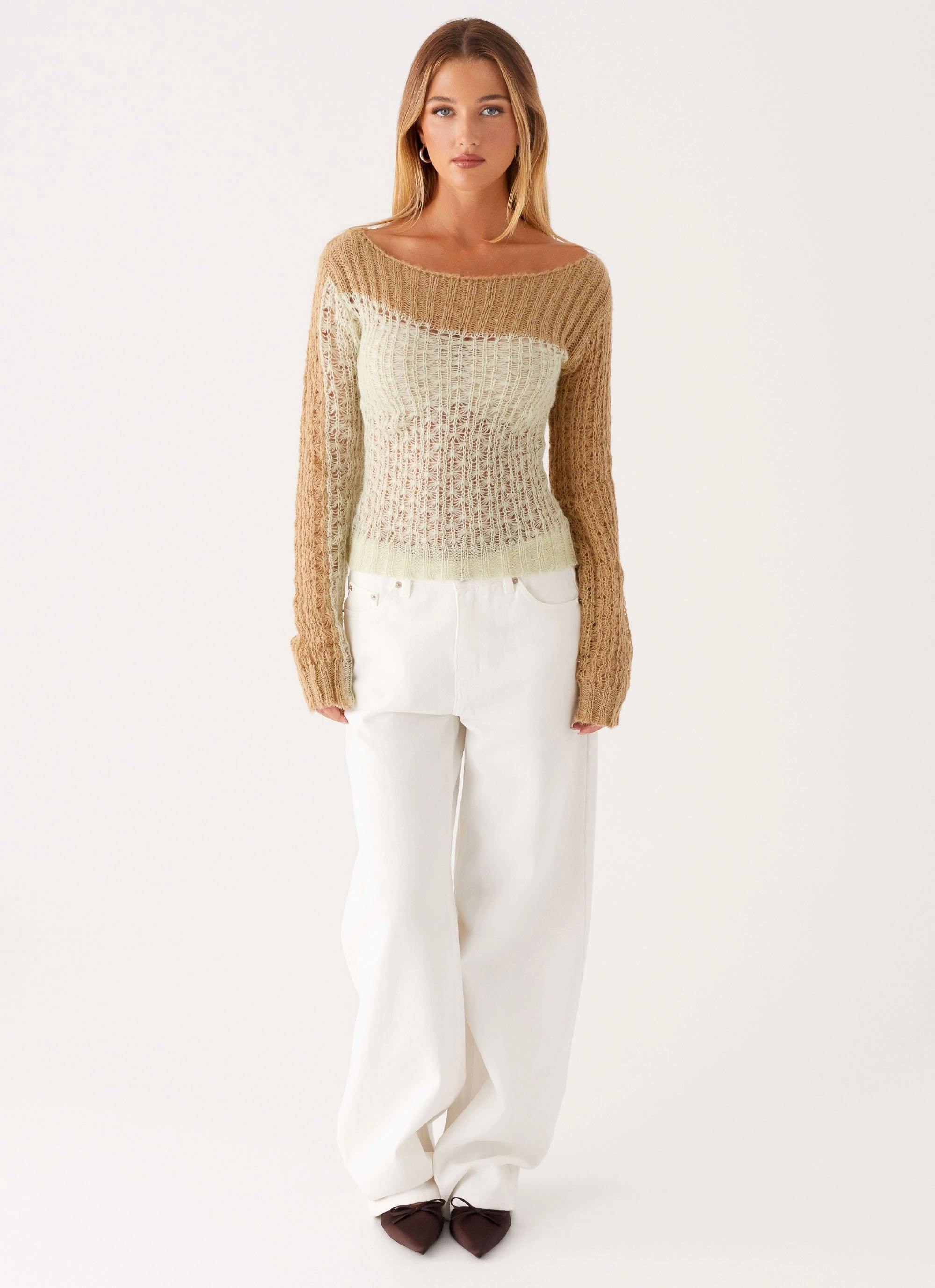 Lightweight Knit Gretchen Knit Top - Mint Spliced