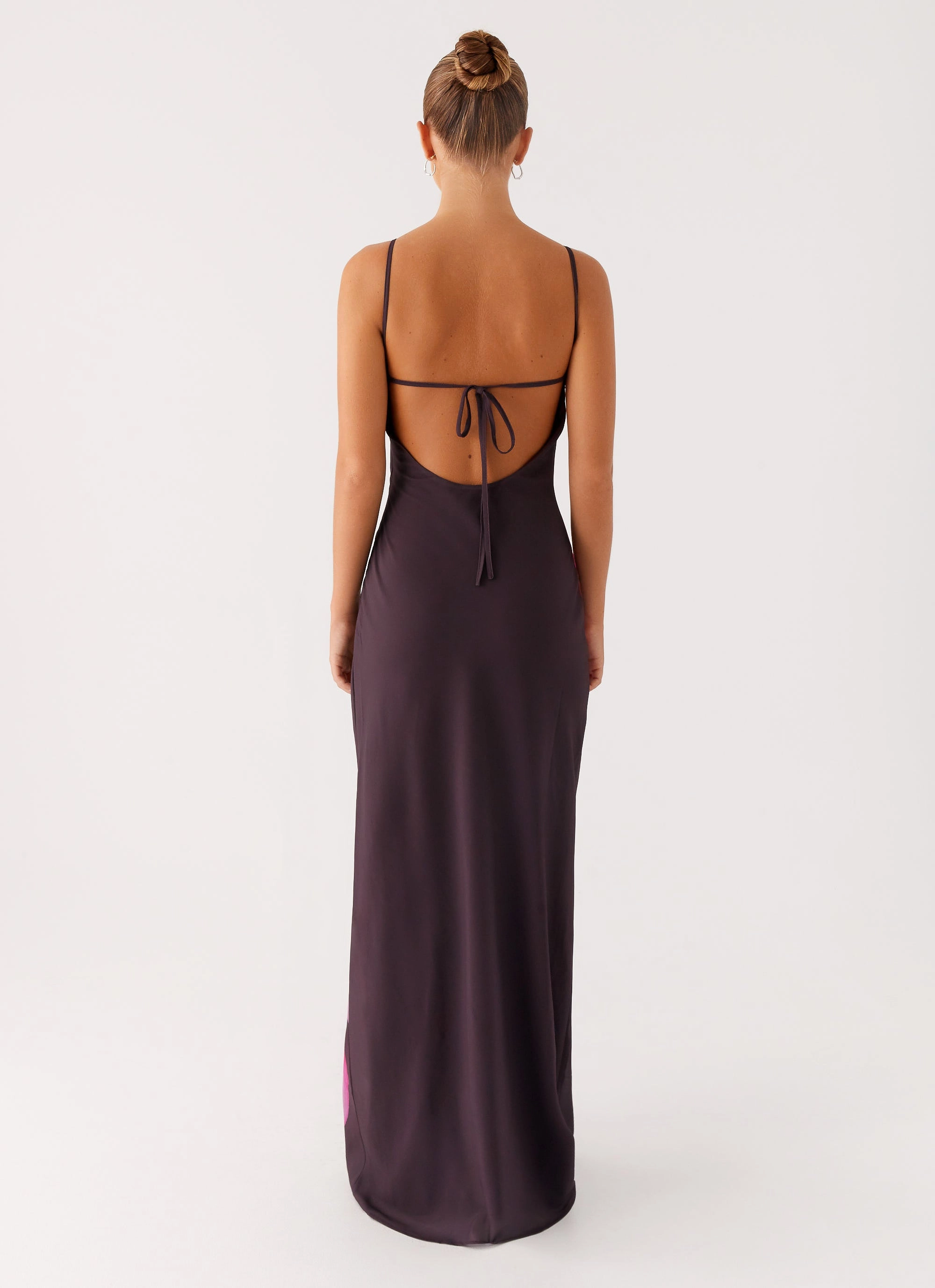 Griselda Maxi Dress - Dark Chocolate Drapey Fabric