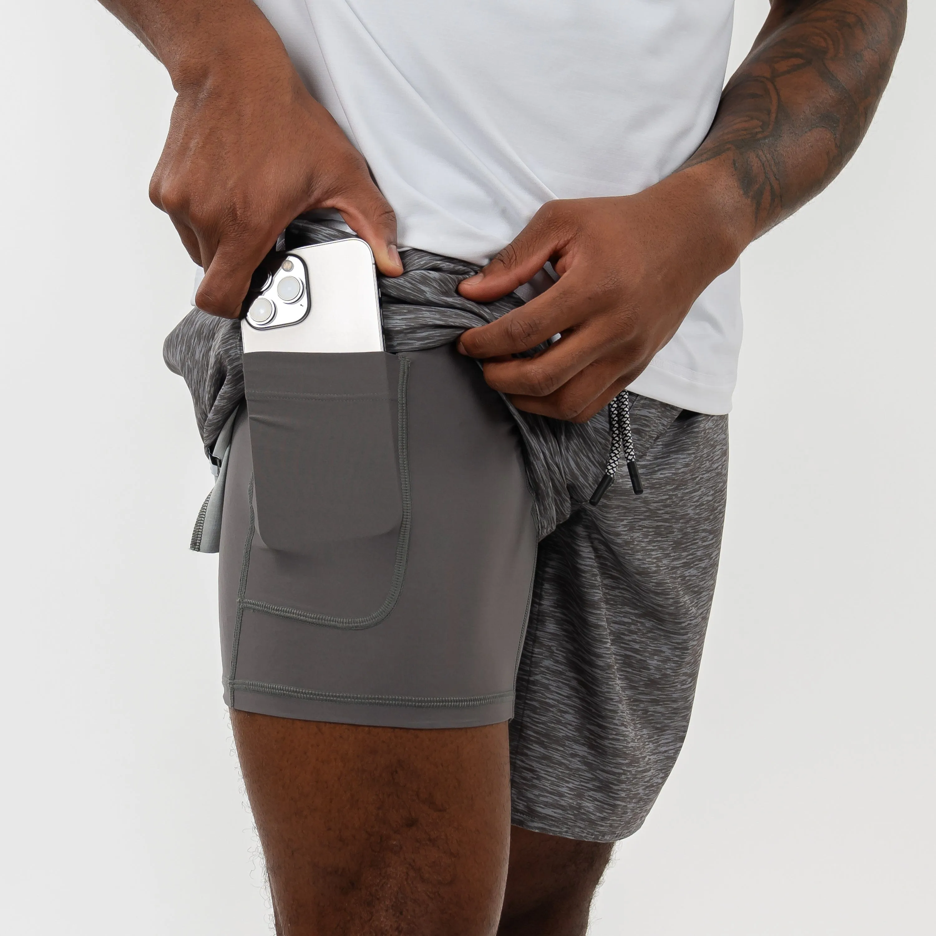 Grit Gym Short | The Haste Heather - Thunder Grey/Charcoal Grey