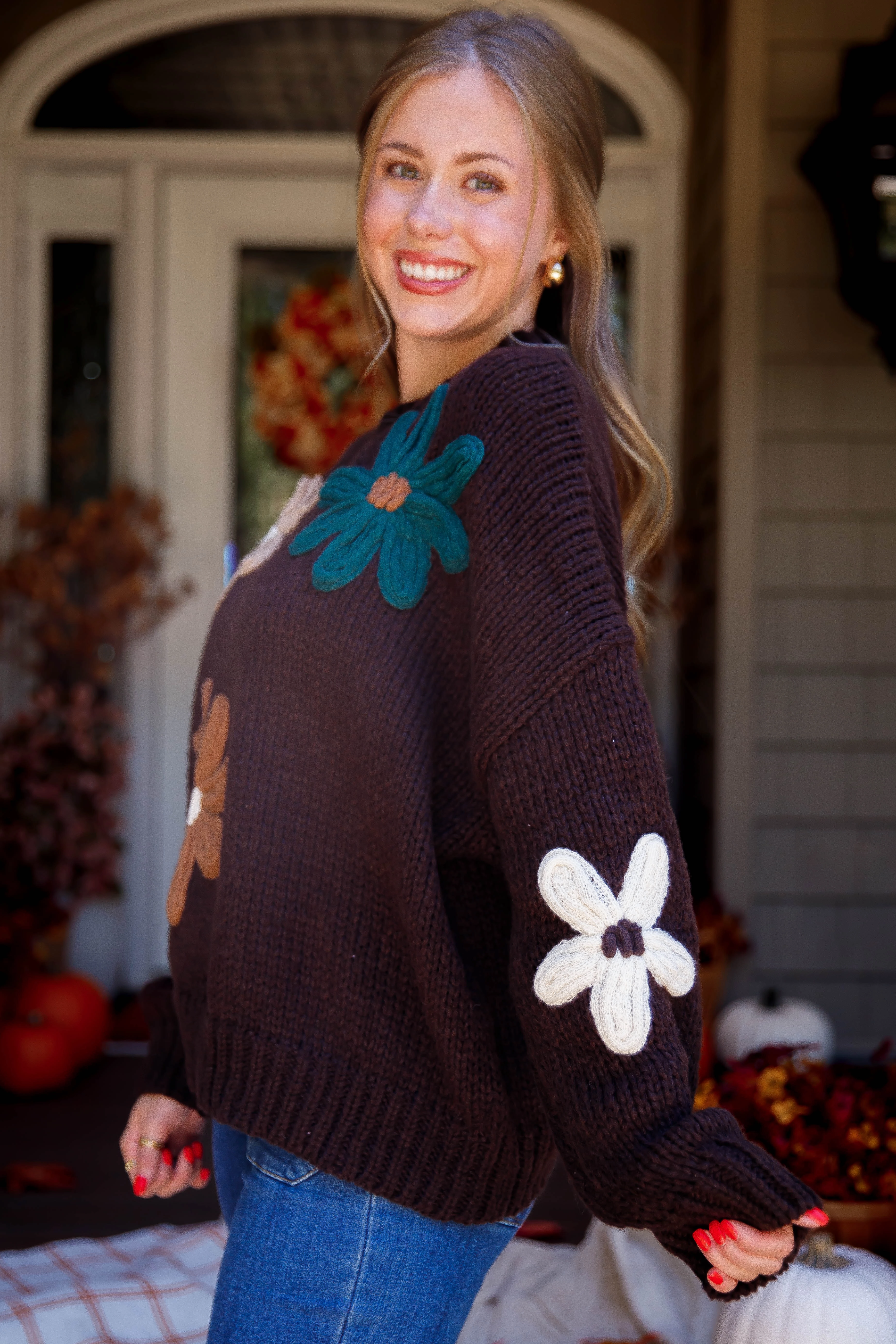 Simple Dress Wrinkle Free Texture Growing Strong Sweater-Brown