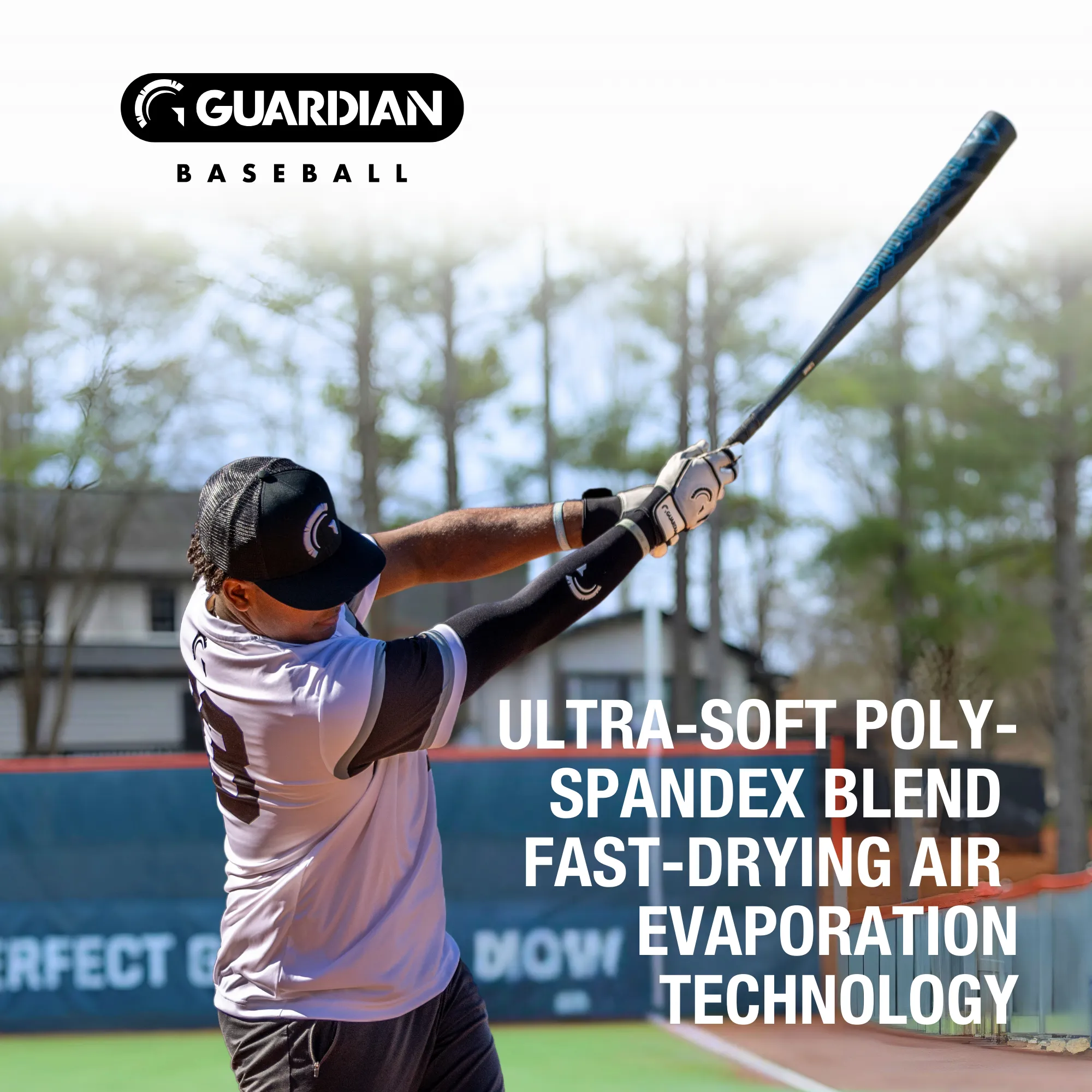 Guardian Baseball Pro-Grade Compression Arm Sleeve - For Arm Care & Protection Sliding Diving On Field (Black)