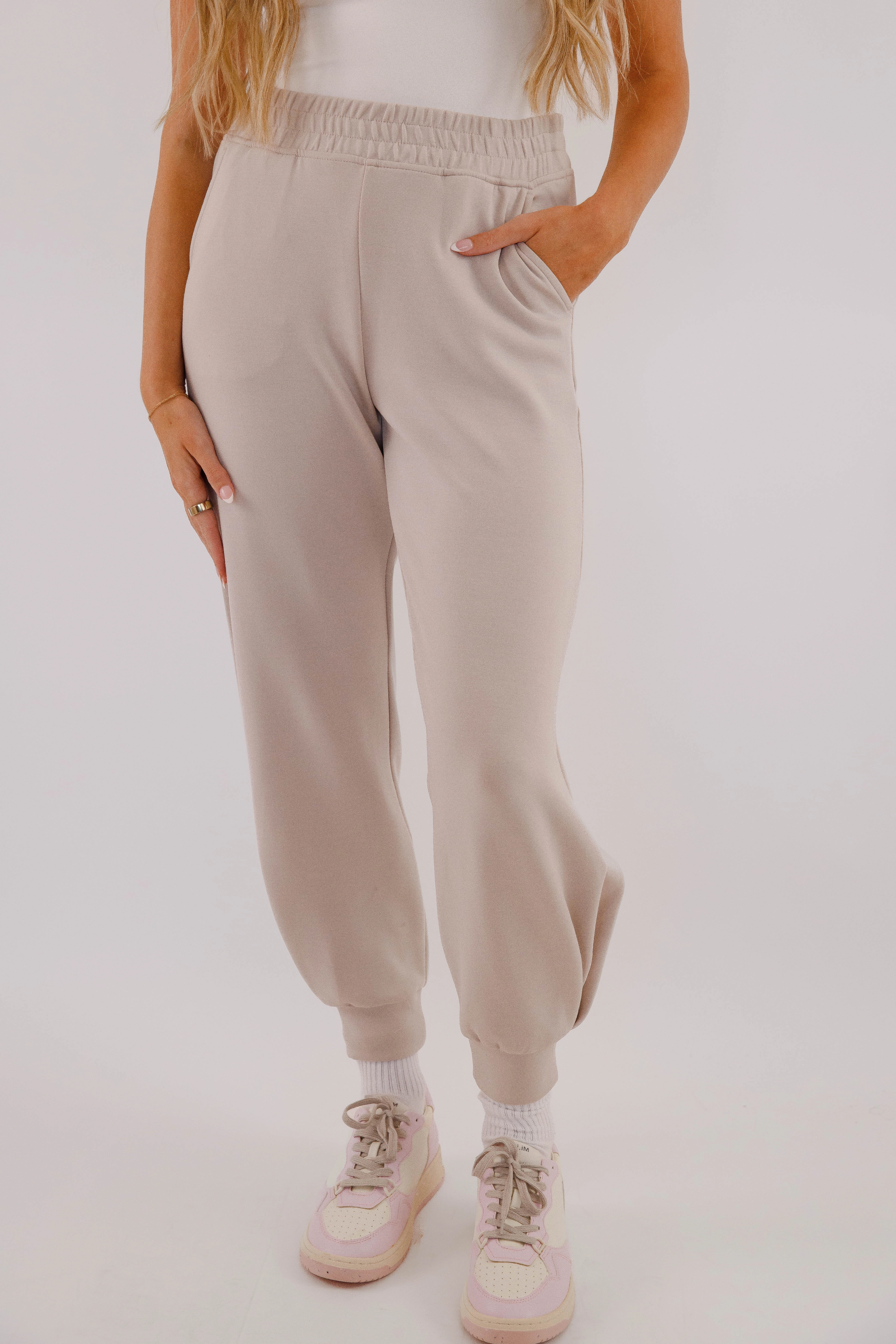 Minimalist Fit Getting There Joggers-Mocha Cream