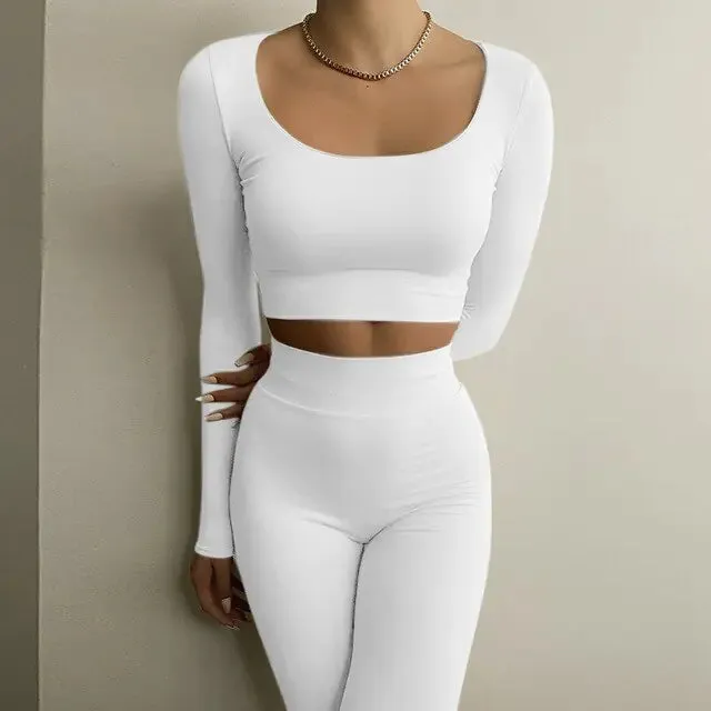 Gym Crop Tank Top Leggings Set