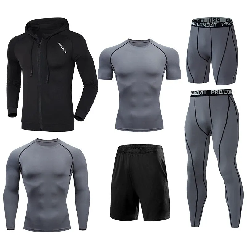 Gym Sport Suit Men's Running Sets Fitness Sportswear Quick Dry Basketball Tights Running Compression Underwear Tracksuit Clothes