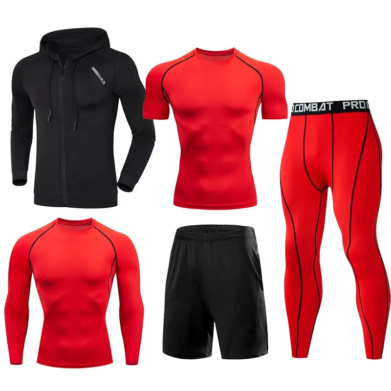 Gym Sport Suit Men's Running Sets Fitness Sportswear Quick Dry Basketball Tights Running Compression Underwear Tracksuit Clothes