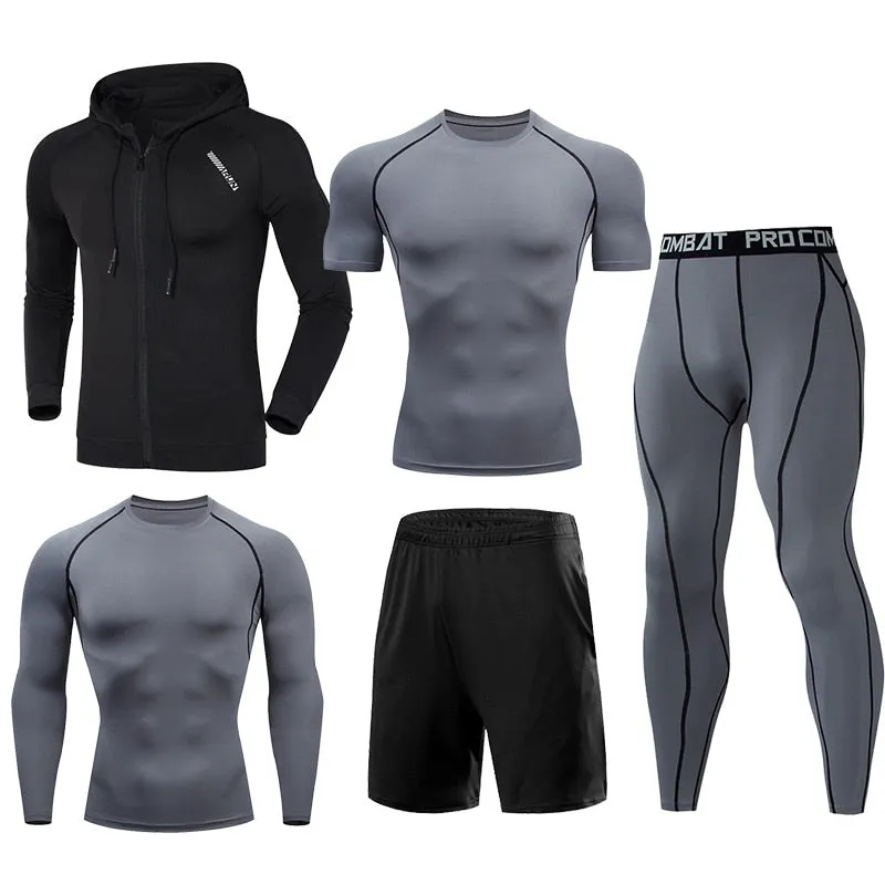Gym Sport Suit Men's Running Sets Fitness Sportswear Quick Dry Basketball Tights Running Compression Underwear Tracksuit Clothes
