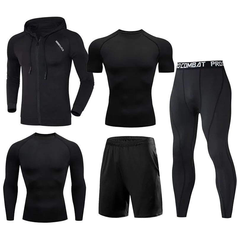 Gym Sport Suit Men's Running Sets Fitness Sportswear Quick Dry Basketball Tights Running Compression Underwear Tracksuit Clothes