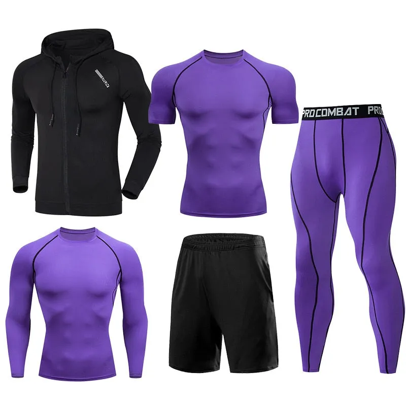 Gym Sport Suit Men's Running Sets Fitness Sportswear Quick Dry Basketball Tights Running Compression Underwear Tracksuit Clothes