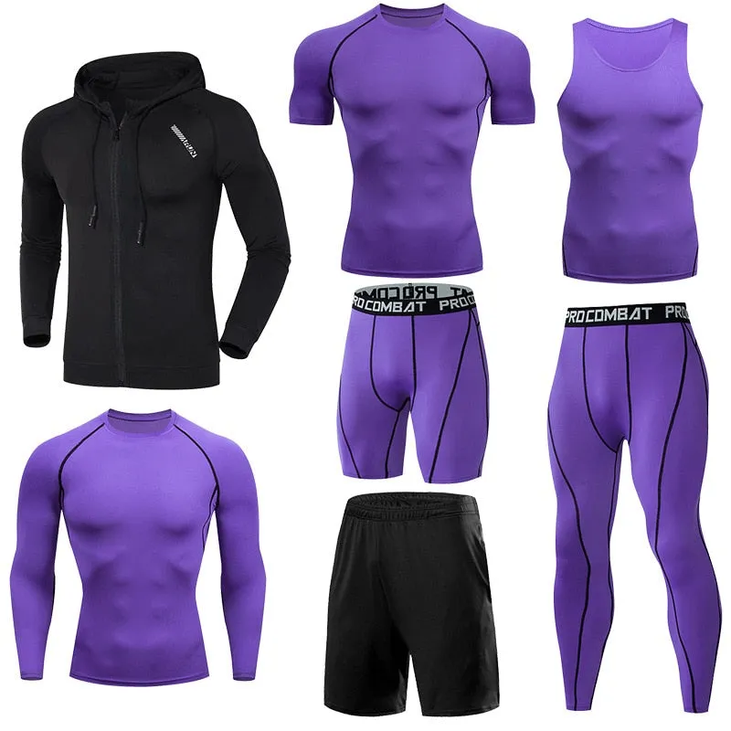Gym Sport Suit Men's Running Sets Fitness Sportswear Quick Dry Basketball Tights Running Compression Underwear Tracksuit Clothes