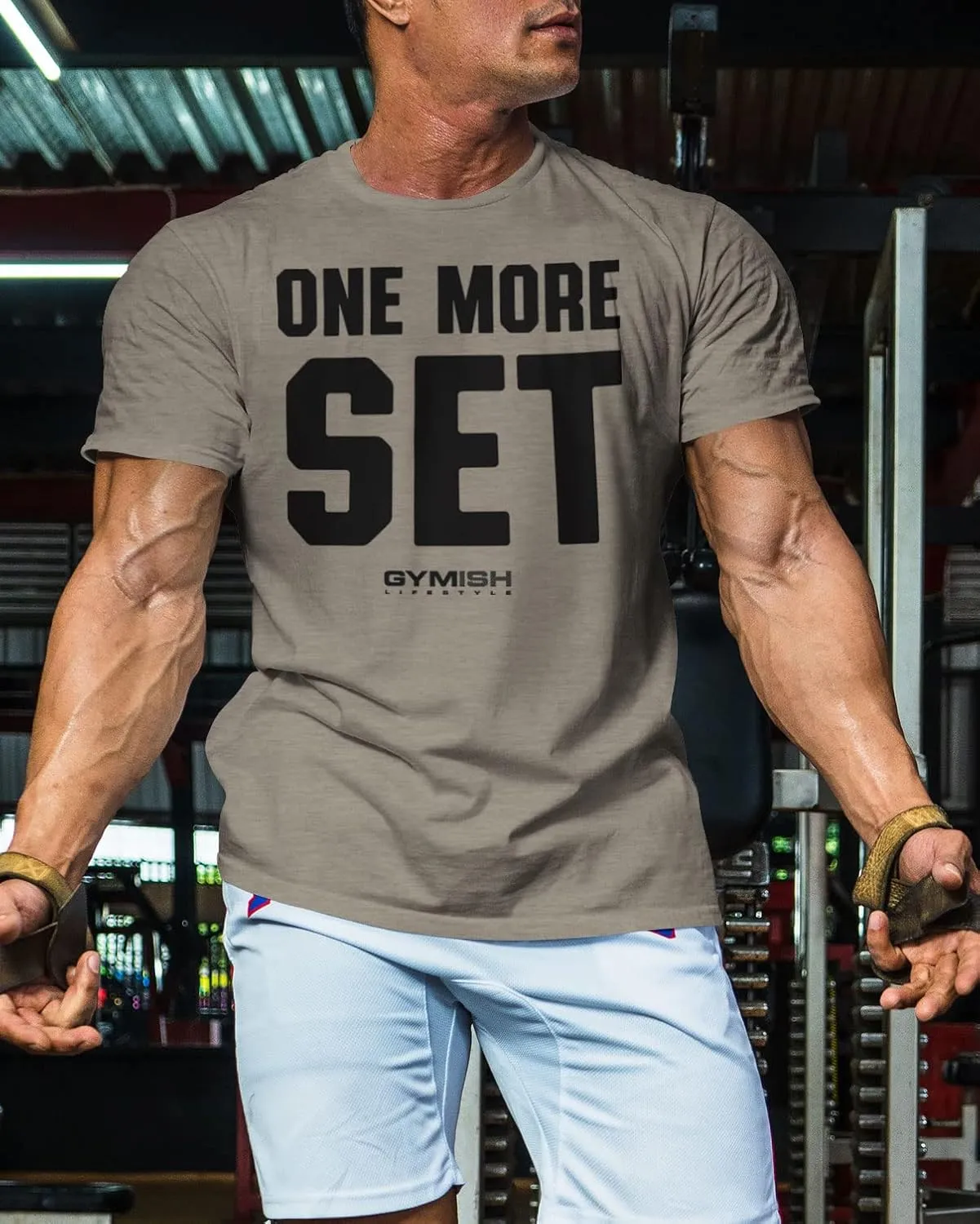 Gymish Lifestyle One More Set Motivational Lifting T-Shirt, Gym Workout Men Tees