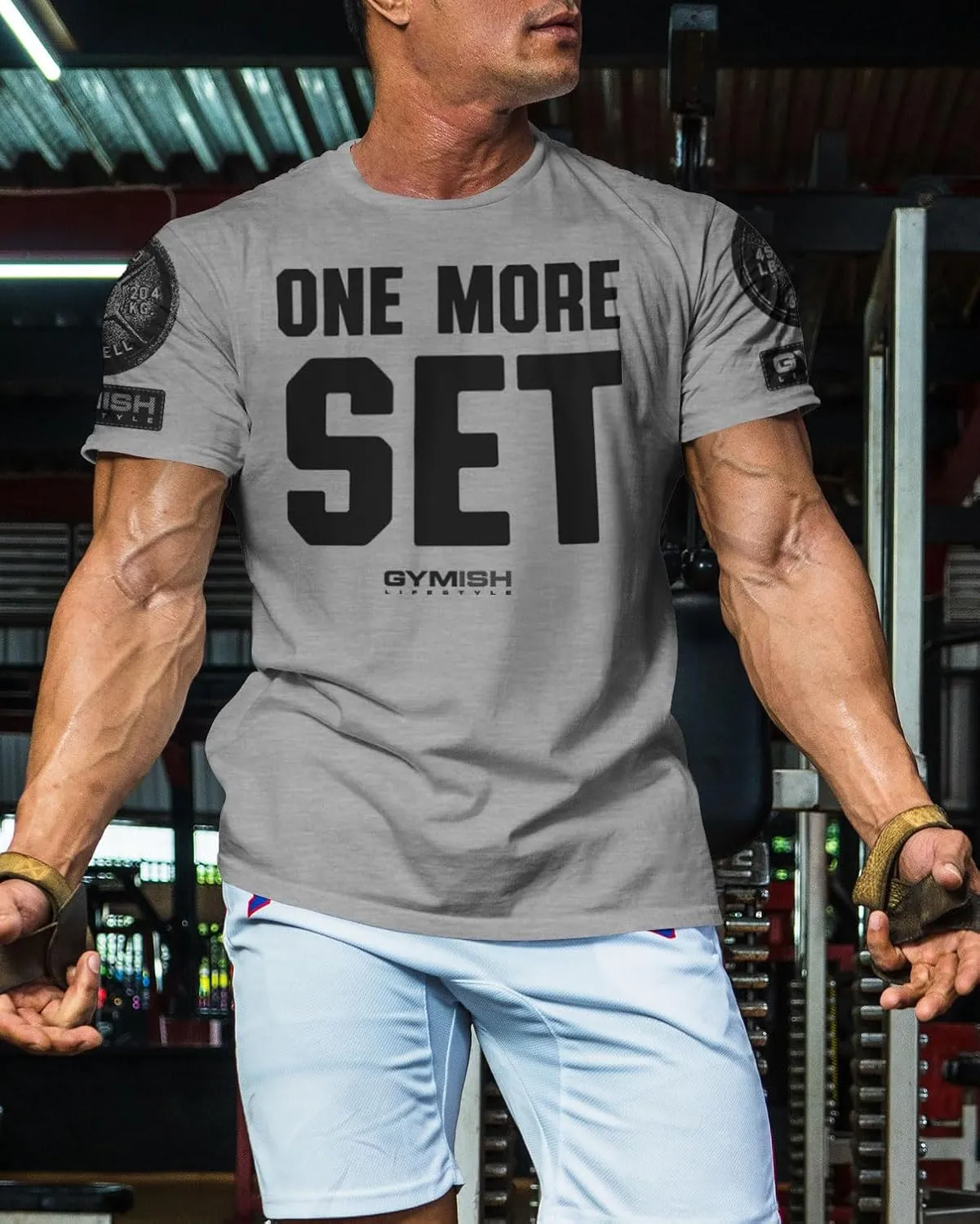 Gymish Lifestyle One More Set Motivational Lifting T-Shirt, Gym Workout Men Tees