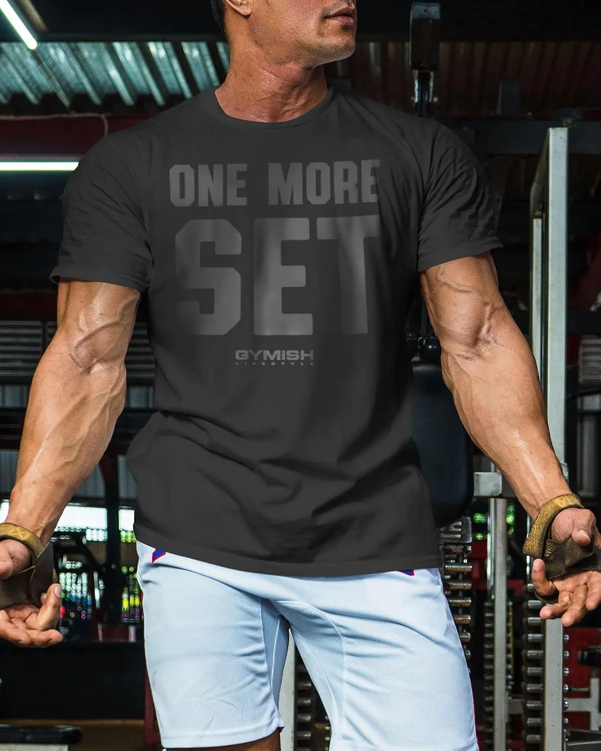 Gymish Lifestyle One More Set Motivational Lifting T-Shirt, Gym Workout Men Tees