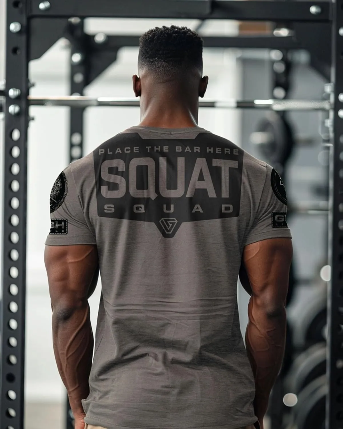 Gymish Lifestyle Squat Squad Rubber Back Protection Layer Gym Workout Shirt for Men