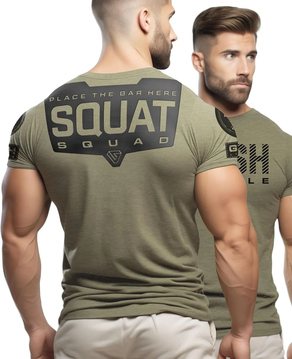 Gymish Lifestyle Squat Squad Rubber Back Protection Layer Gym Workout Shirt for Men