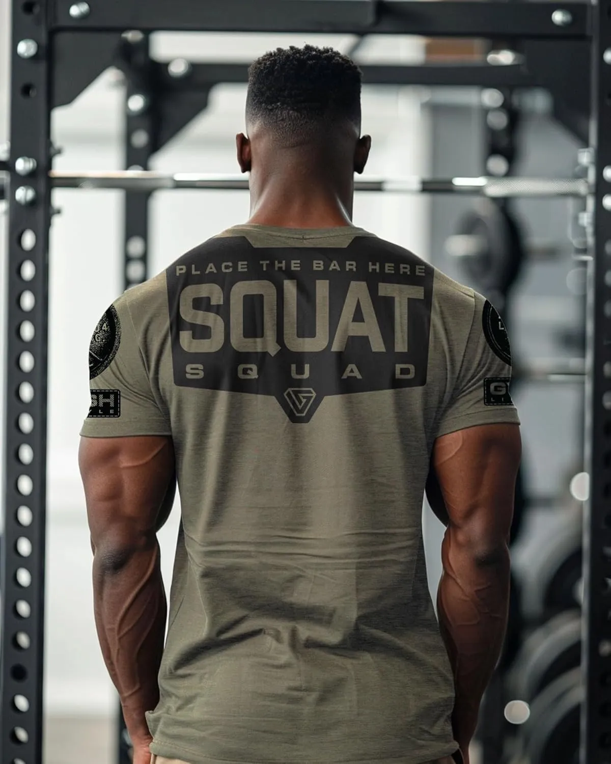 Gymish Lifestyle Squat Squad Rubber Back Protection Layer Gym Workout Shirt for Men