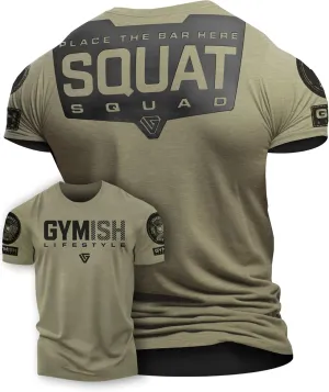 Gymish Lifestyle Squat Squad Rubber Back Protection Layer Gym Workout Shirt for Men