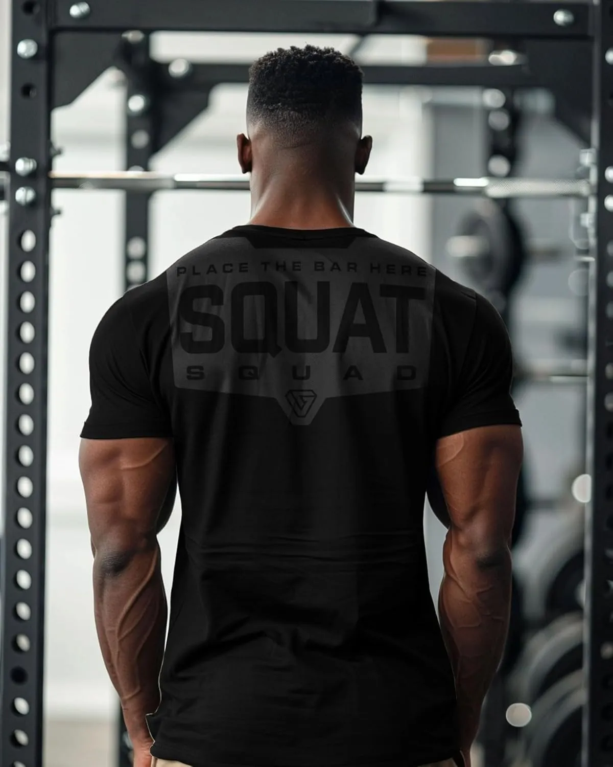 Gymish Lifestyle Squat Squad Rubber Back Protection Layer Gym Workout Shirt for Men