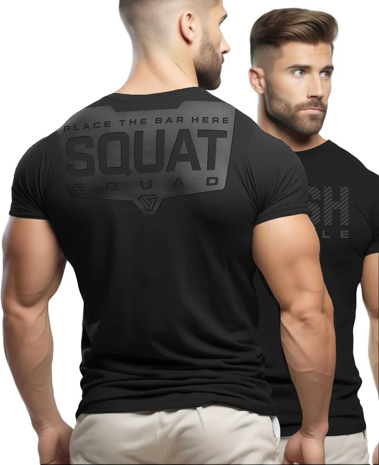 Gymish Lifestyle Squat Squad Rubber Back Protection Layer Gym Workout Shirt for Men