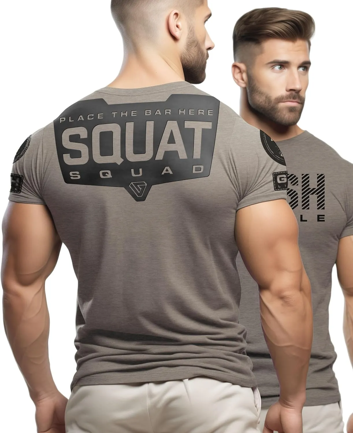 Gymish Lifestyle Squat Squad Rubber Back Protection Layer Gym Workout Shirt for Men