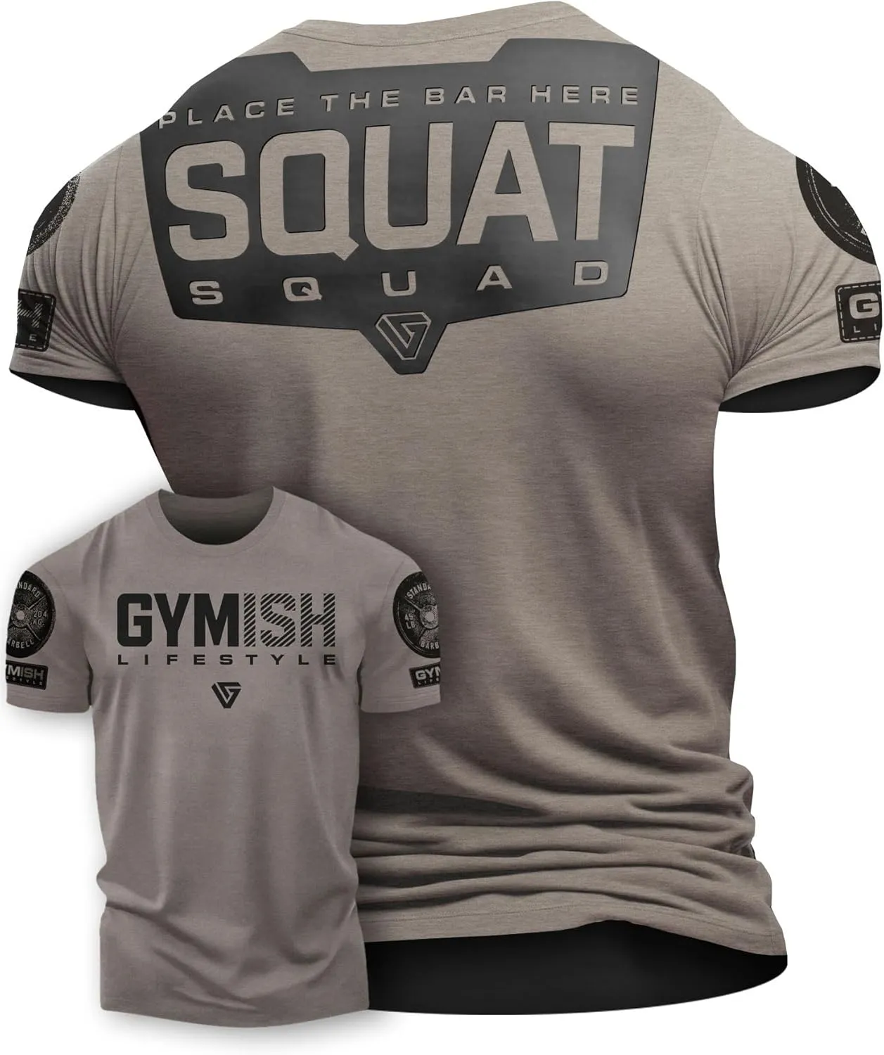 Gymish Lifestyle Squat Squad Rubber Back Protection Layer Gym Workout Shirt for Men