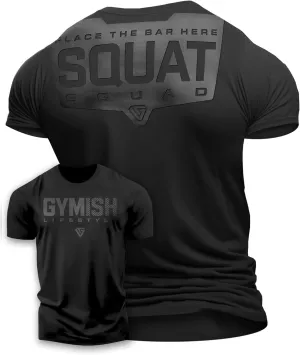 Gymish Lifestyle Squat Squad Rubber Back Protection Layer Gym Workout Shirt for Men