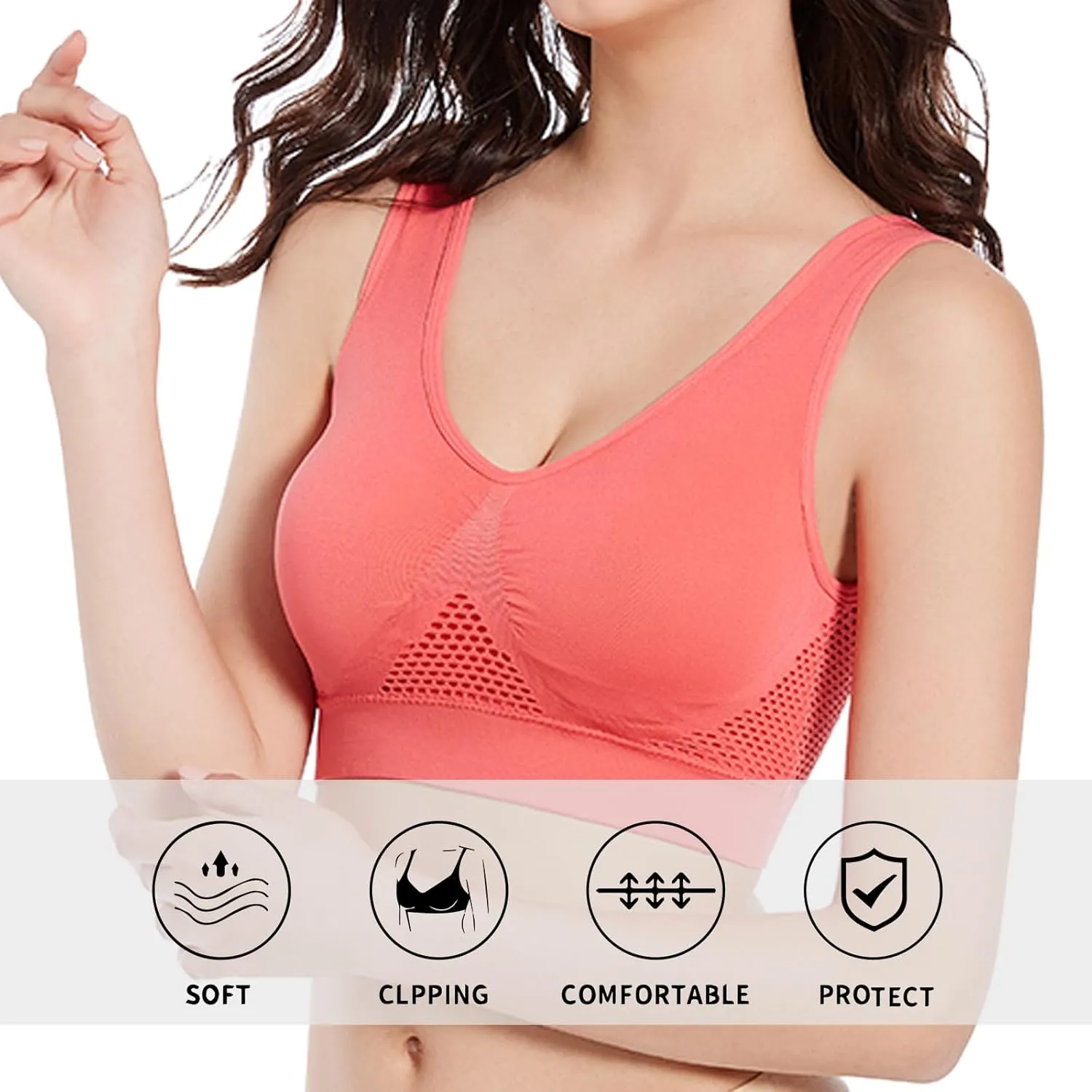 GYQMBT Breathable Cool Liftup Air Bras,2024 New Breathable Sports Bras for Women Plus SizeComfortable Sports Bra