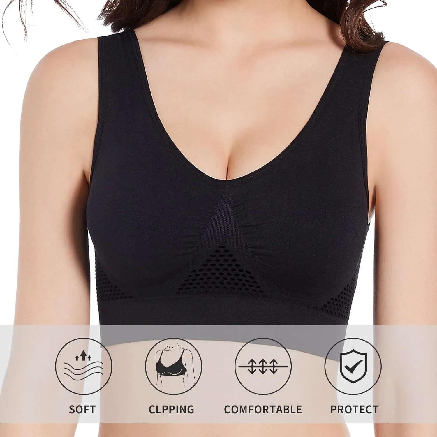 GYQMBT Breathable Cool Liftup Air Bras,2024 New Breathable Sports Bras for Women Plus SizeComfortable Sports Bra