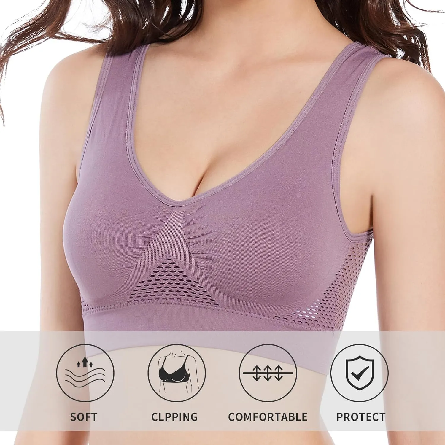 GYQMBT Breathable Cool Liftup Air Bras,2024 New Breathable Sports Bras for Women Plus SizeComfortable Sports Bra