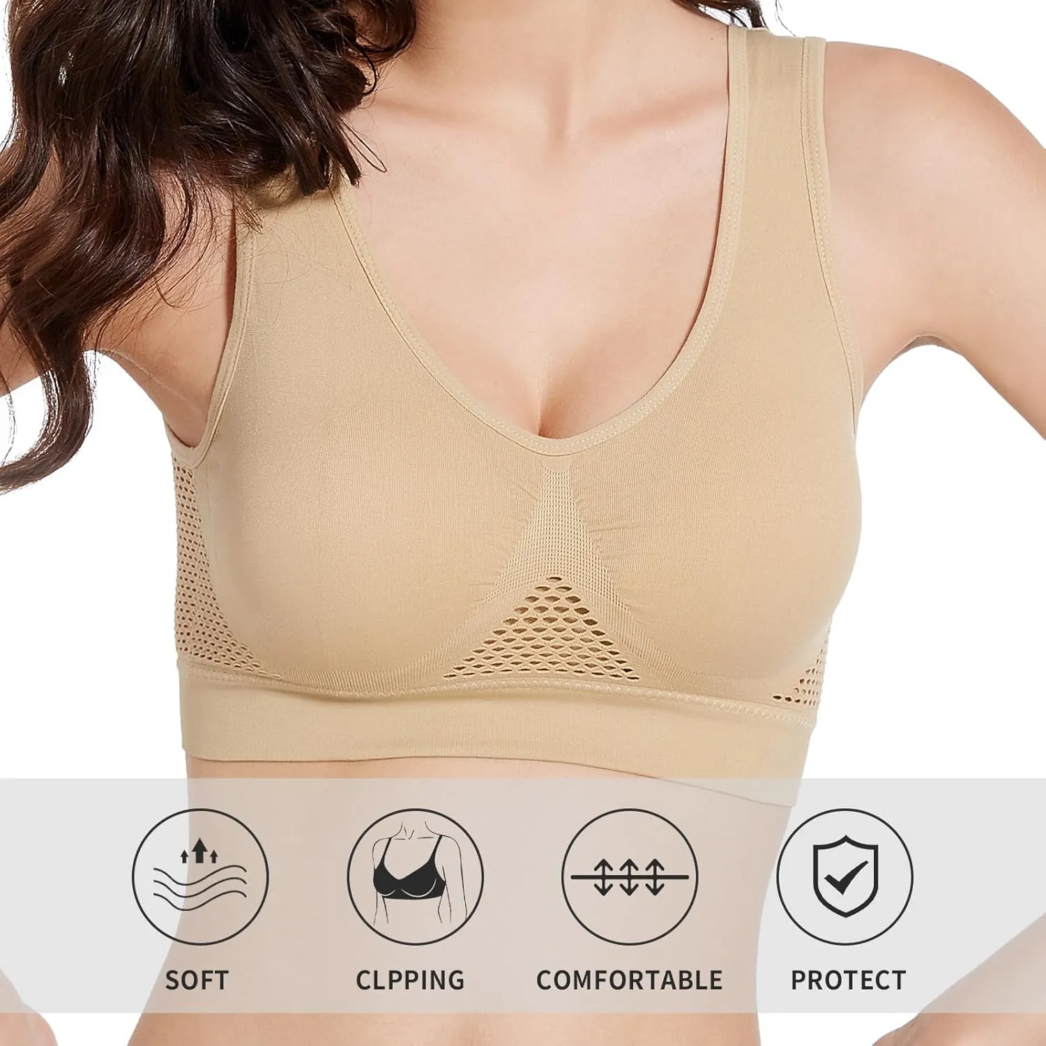 GYQMBT Breathable Cool Liftup Air Bras,2024 New Breathable Sports Bras for Women Plus SizeComfortable Sports Bra