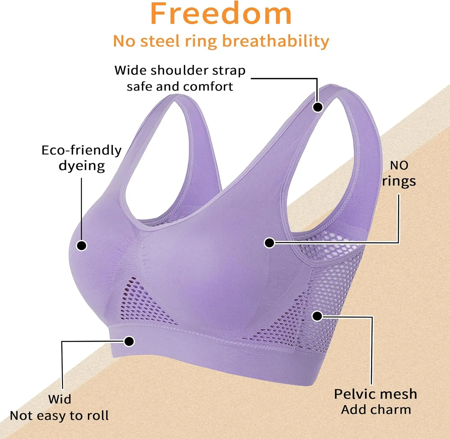 GYQMBT Breathable Cool Liftup Air Bras,2024 New Breathable Sports Bras for Women Plus SizeComfortable Sports Bra