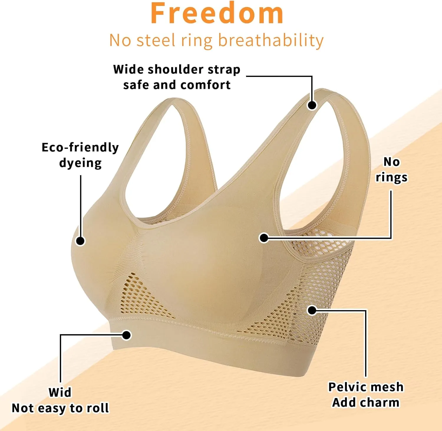 GYQMBT Breathable Cool Liftup Air Bras,2024 New Breathable Sports Bras for Women Plus SizeComfortable Sports Bra