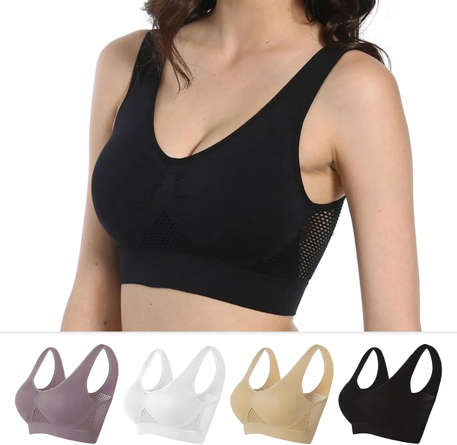 GYQMBT Breathable Cool Liftup Air Bras,2024 New Breathable Sports Bras for Women Plus SizeComfortable Sports Bra