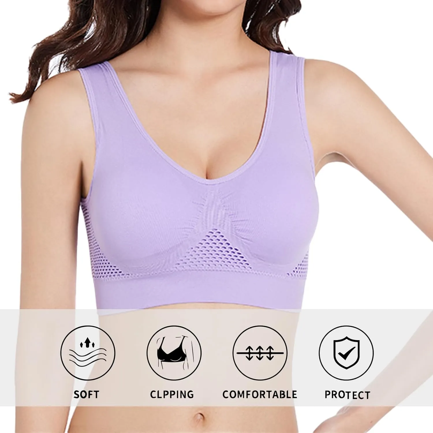 GYQMBT Breathable Cool Liftup Air Bras,2024 New Breathable Sports Bras for Women Plus SizeComfortable Sports Bra