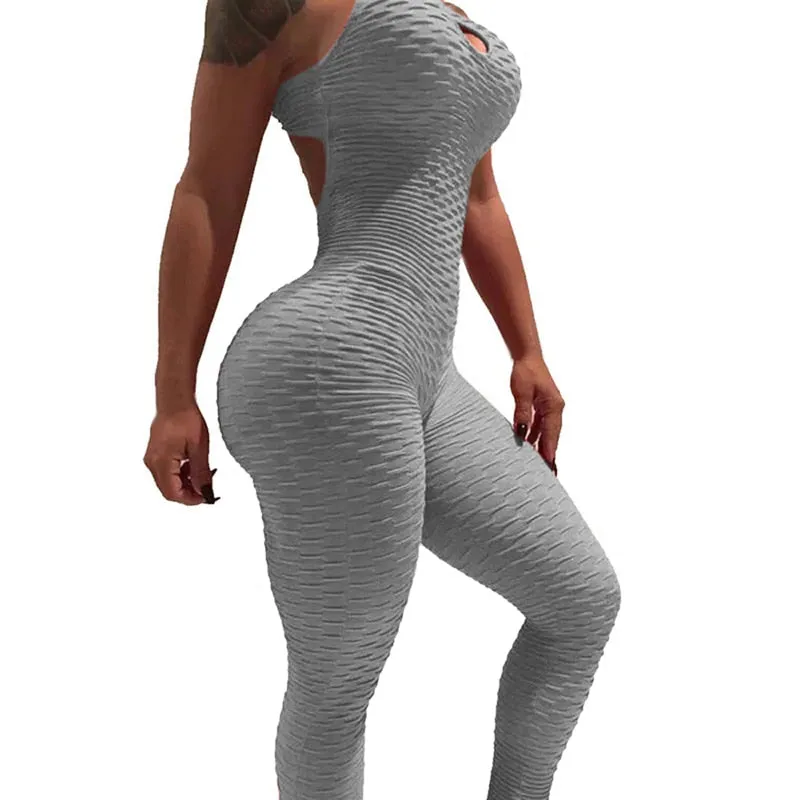 Halter Women Tracksuit Jumpsuit Play Suit Slim Sport Backless Running Sportswear Jumpsuit
