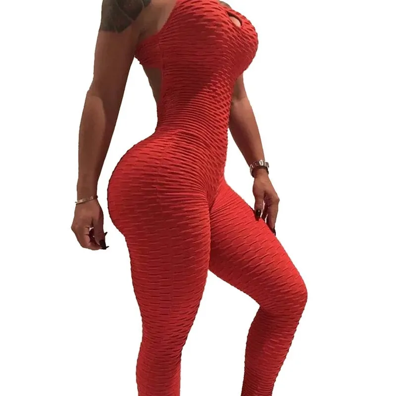 Halter Women Tracksuit Jumpsuit Play Suit Slim Sport Backless Running Sportswear Jumpsuit