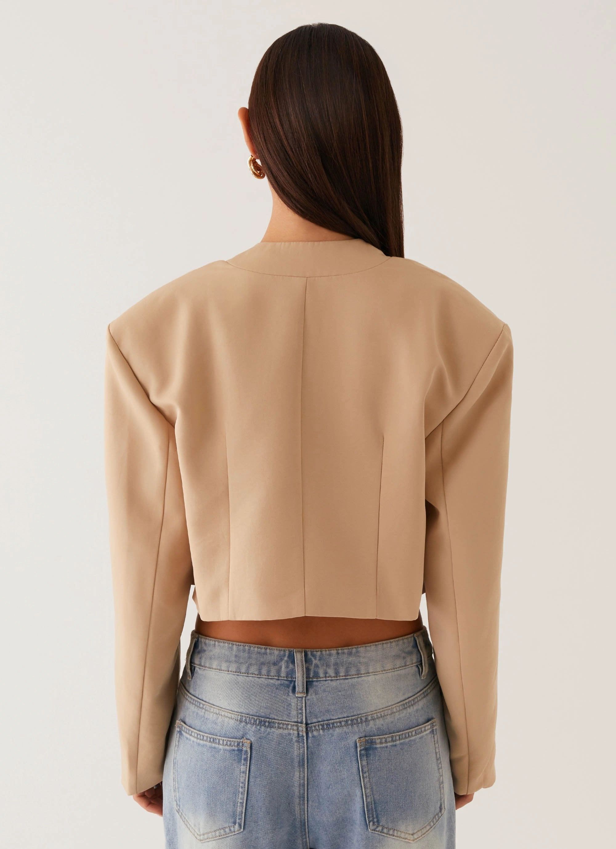 Halyn Cropped Bomber Jacket - Brown Anti Pilling Textile Weatherproof Seams