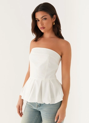 Ellen Bubble Hem Top - Ivory Lightweight Wear