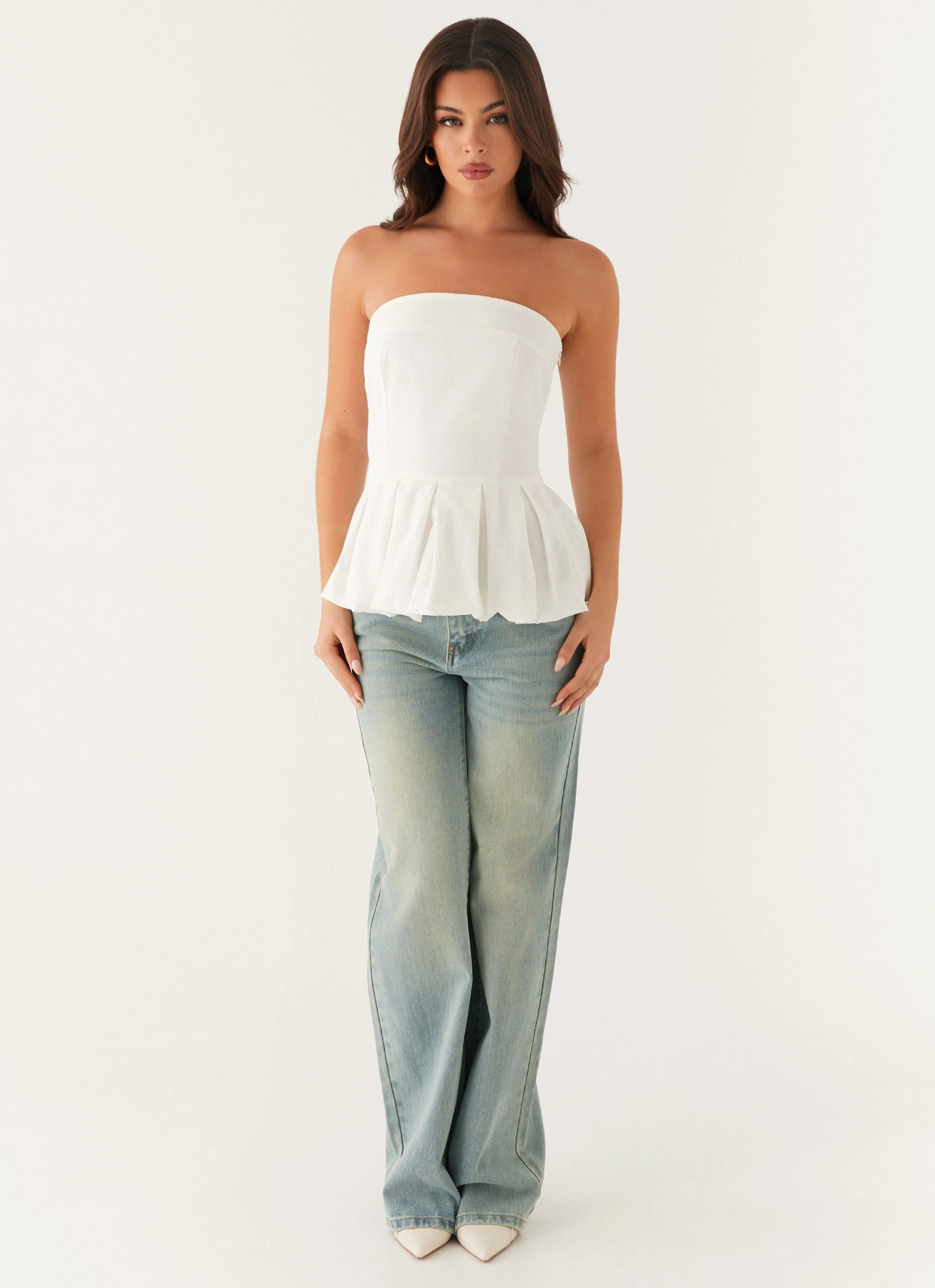 Mid Season Texture Mood Ellen Bubble Hem Top - Ivory