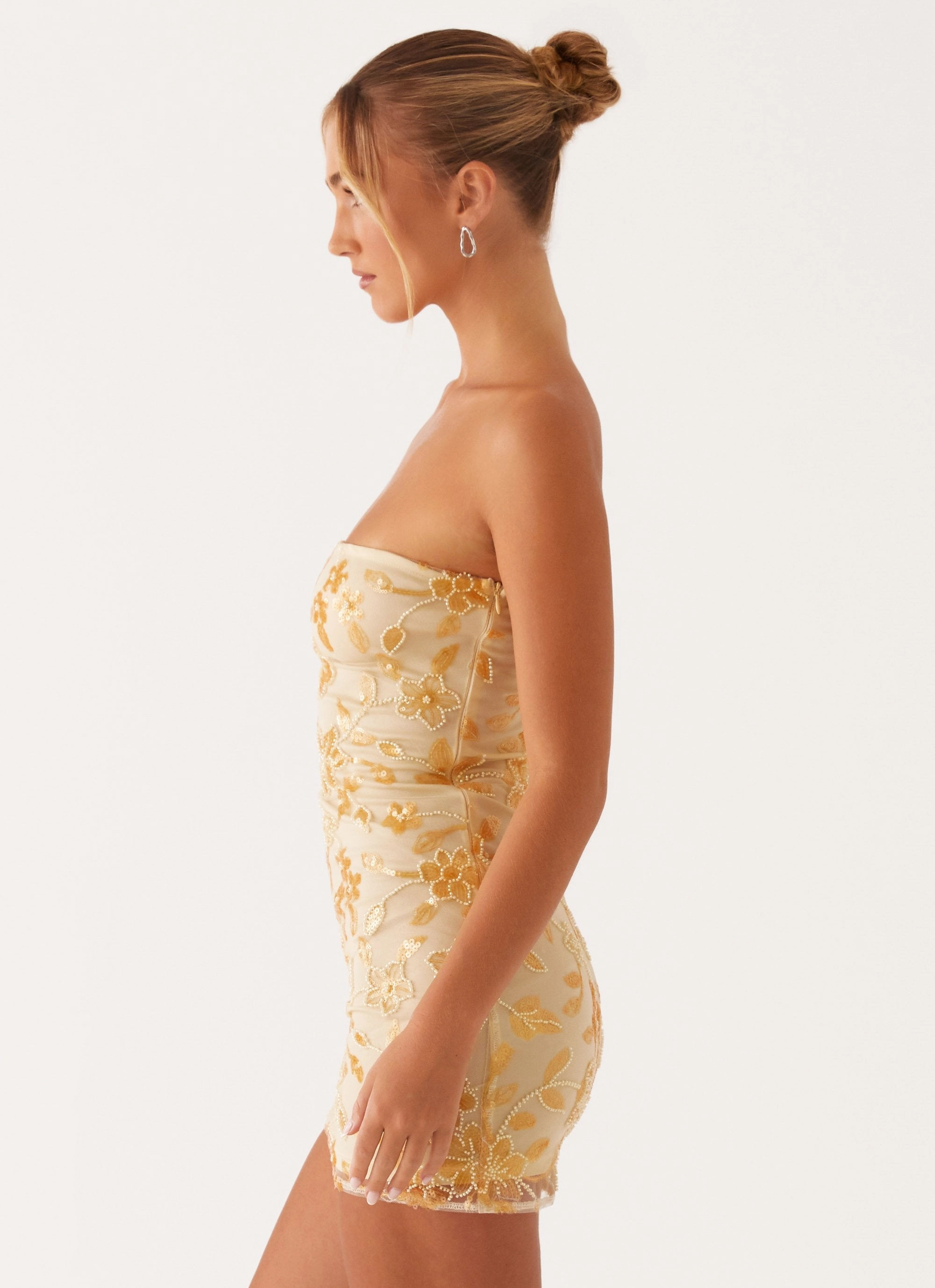 Moorey Beaded Mini Dress - Yellow Quick Drying Ready Anytime