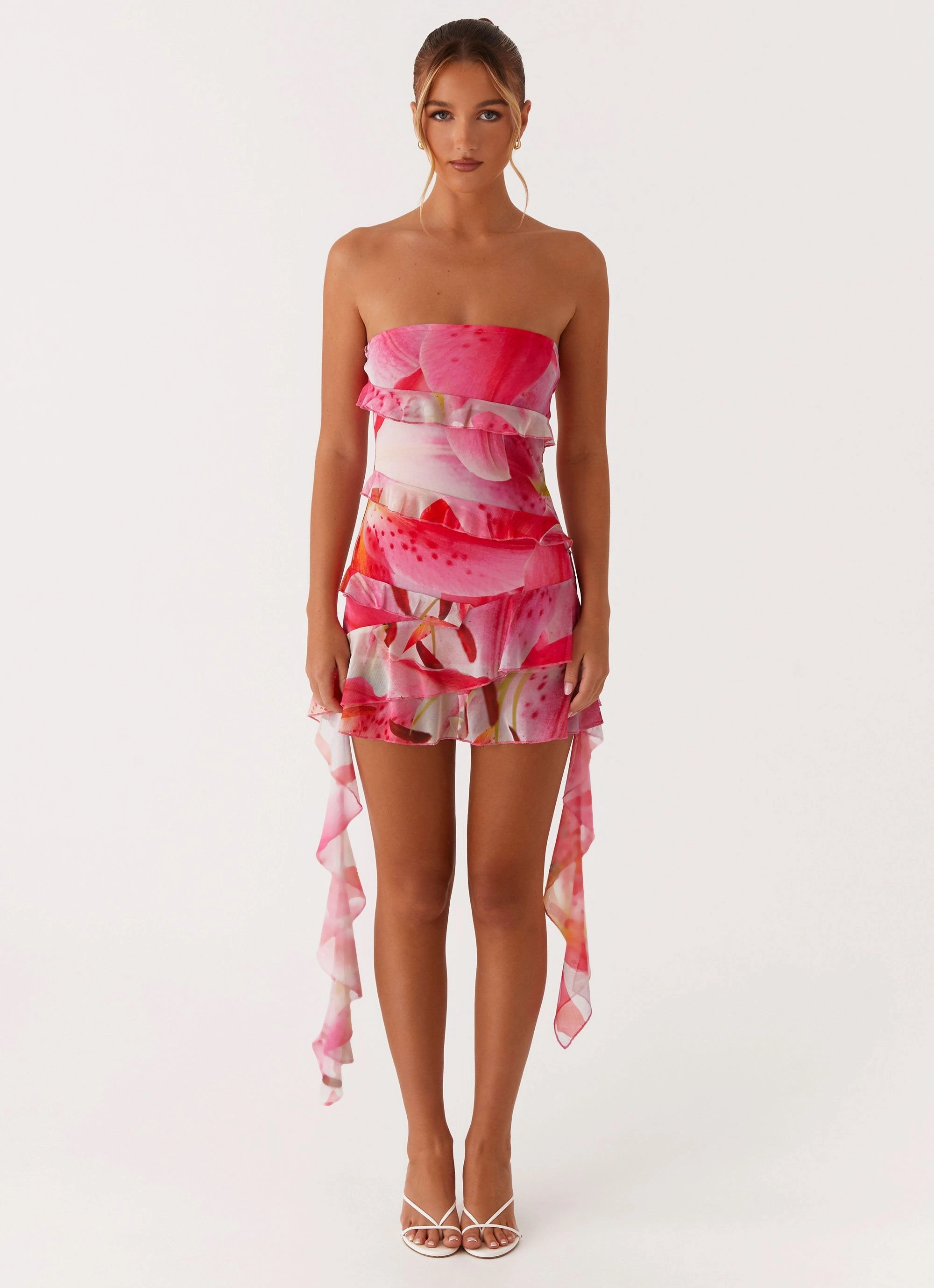 Comfy Yet Stylish Macey Mini Dress - White Pink Lilly