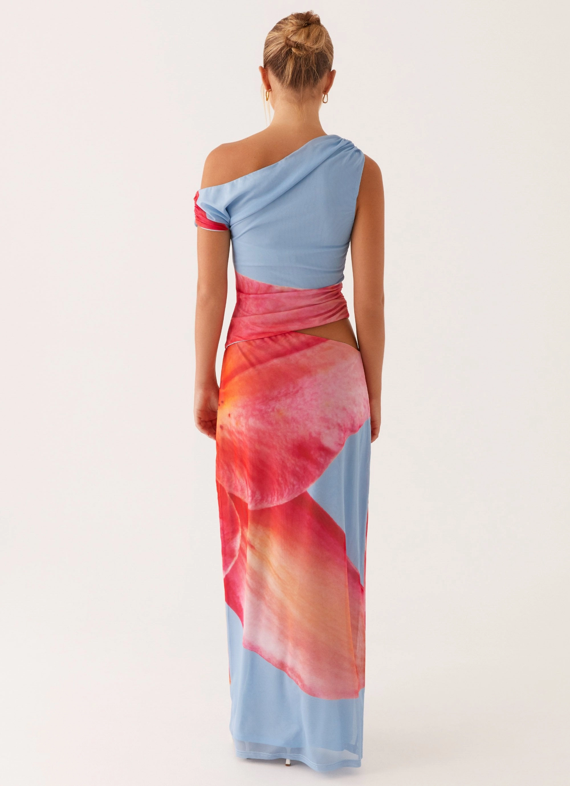 Square Neck Dressy Yet Comfortable Santa Monica Maxi Dress - Blue Floral