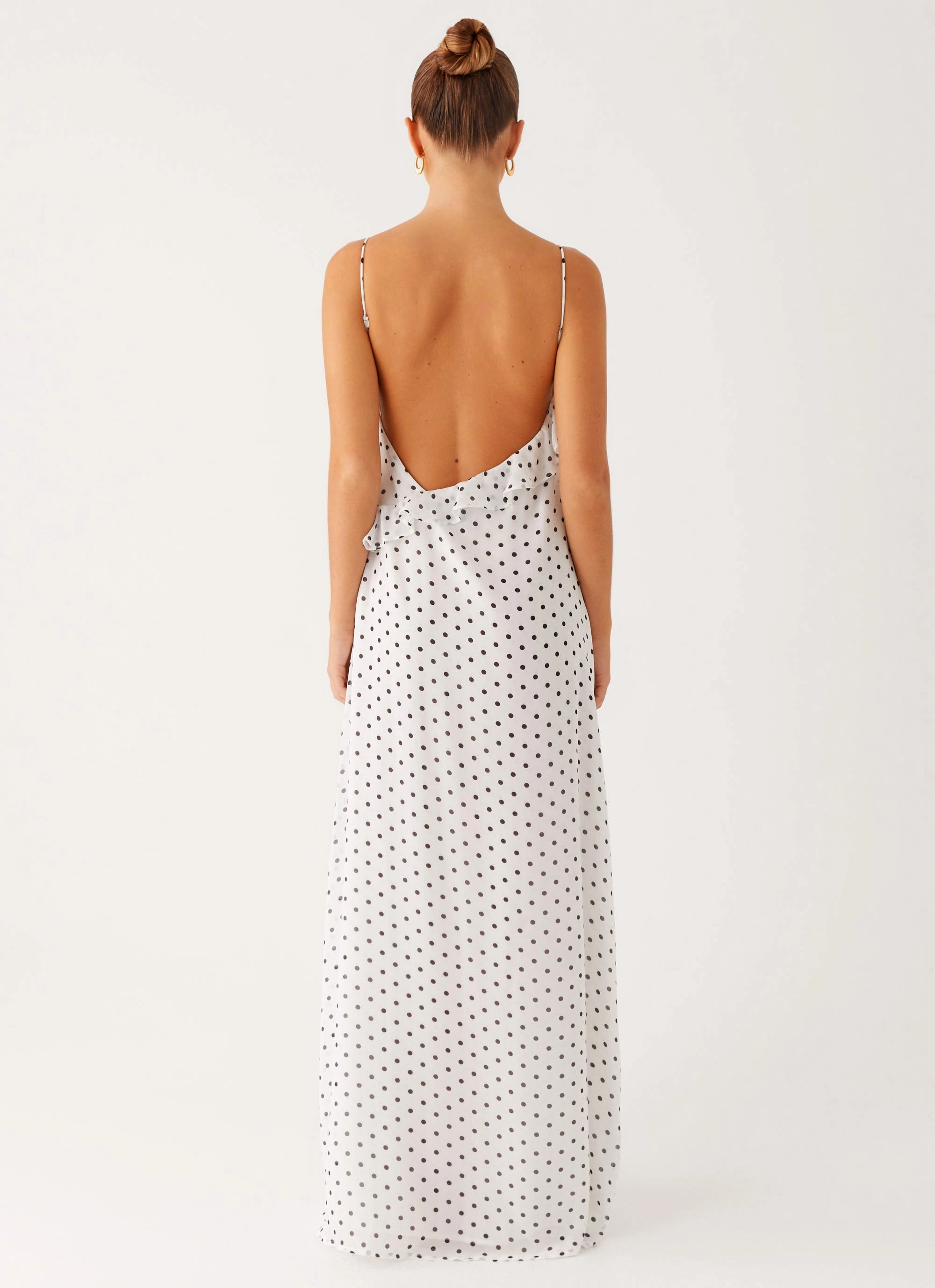 Harri Maxi Dress - White Polka Dot Work Flex